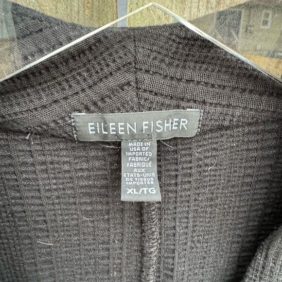 Eileen Fisher Cardigan Top Blazer Long Sleeves Waffle Knit  Black XL Capstone - Picture 7 of 7